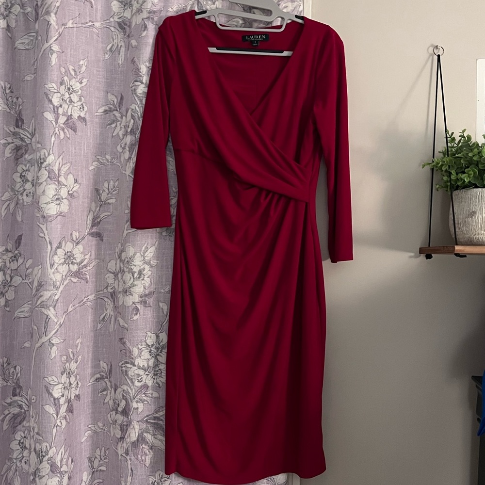 Red faux wrap dress Lauren Ralph Lauren size 6